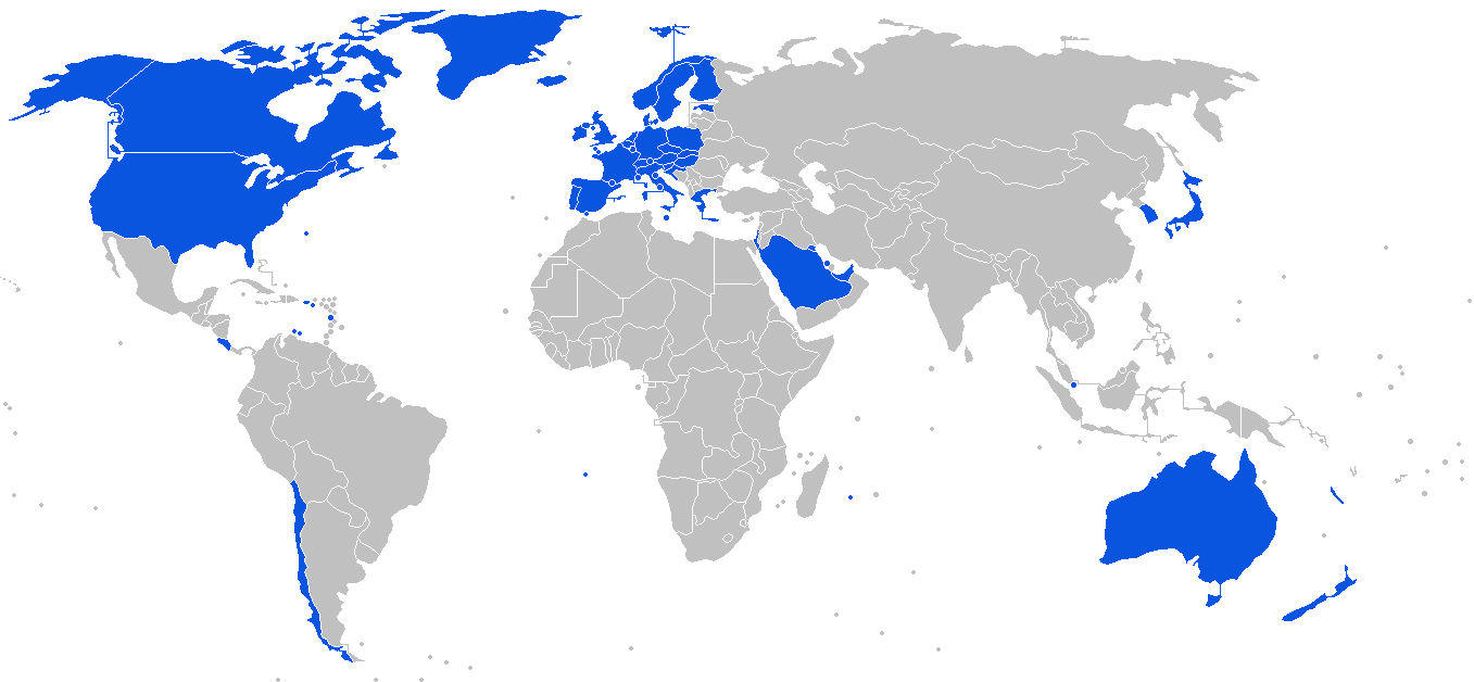 Mapa mundial de países con agua potable del grifo